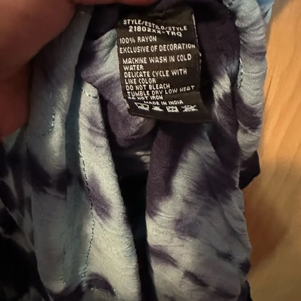 Riviera Sun Blue Black Tie Dye Swing Dress 3X NWT 100% Rayon Boho Flowy Plus Siz - Picture 5 of 6